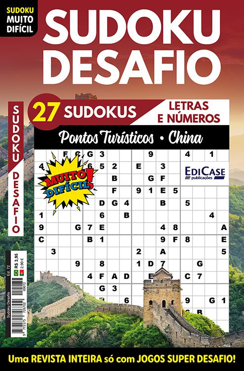 Kit c/ 18 Revistas Sudoku - Muito Difícil - com letras e números 16x16 1 jogo por página