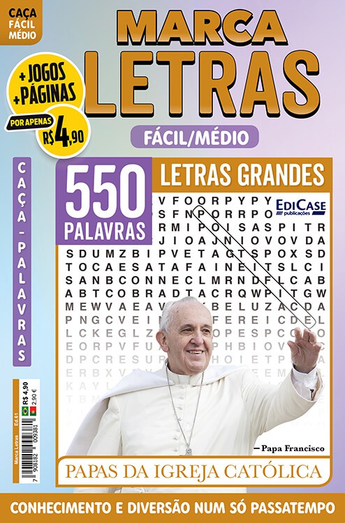 Marca Letras Ed. 61 - Fácil/Médio - Letras Grandes - Papas da Igreja Católica