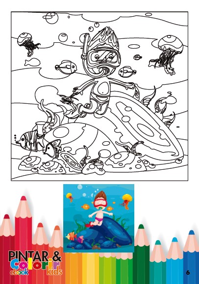 Pintar e Colorir Kids Ed. 46 - Vamos nadar - PRODUTO DIGITAL (PDF)