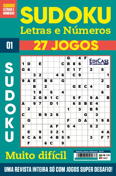 Sudoku Letras e Números Ed.01 - MUITO DIFÍCIL - SÓ SUPER DESAFIO - 27 jogos