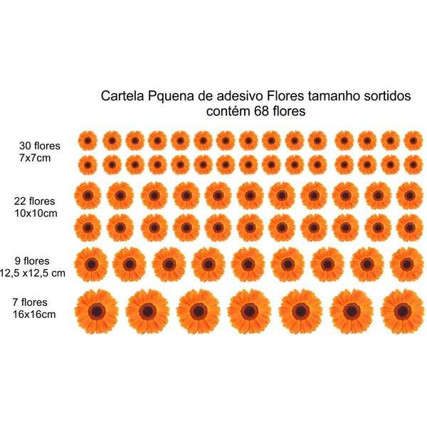 Cartela de Flores New P - adesivos com 68 flores iguais - Escolha a sua - Fac Signs