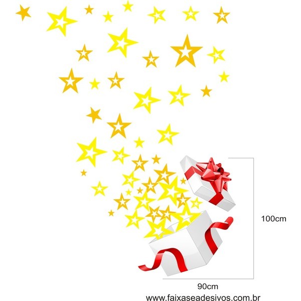 Adesivo de natal Presente de Estrelas - Fac Signs