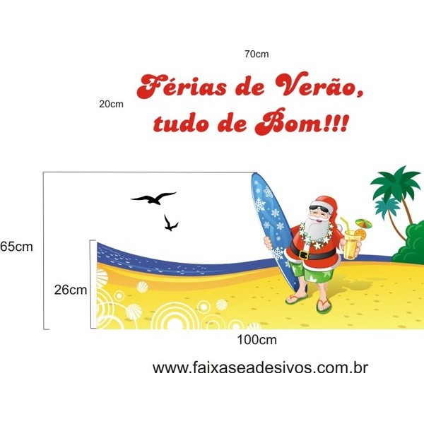 Adesivo Papai Noel Férias na Praia 1,00 x 0,85m - Fac Signs
