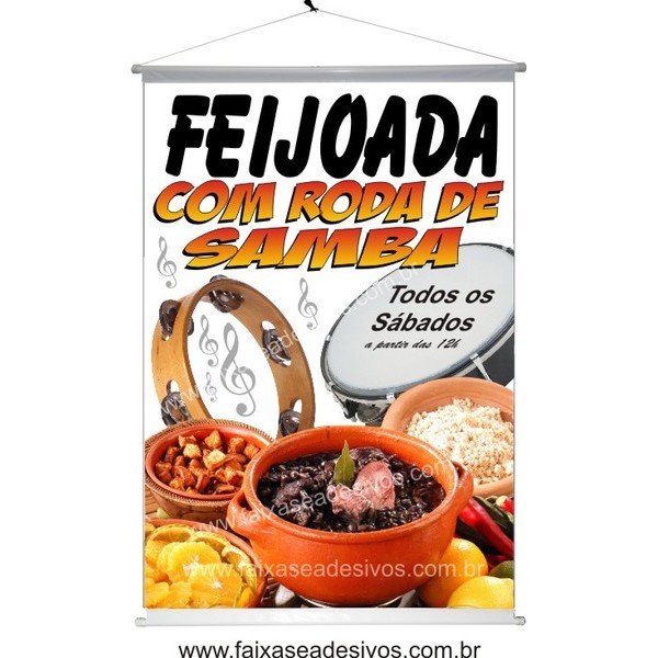 Banner Feijoada com roda de samba 100x70cm  - Fac Signs