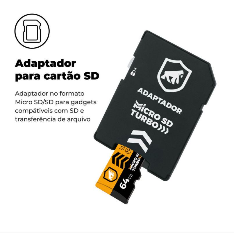 CARTÃO DE MEMÓRIA TURBO 64GB U3 + ADAPTADOR PENDRIVE NANO SLIM + ADAPTADOR SD - GSHIELD - Sixtosix