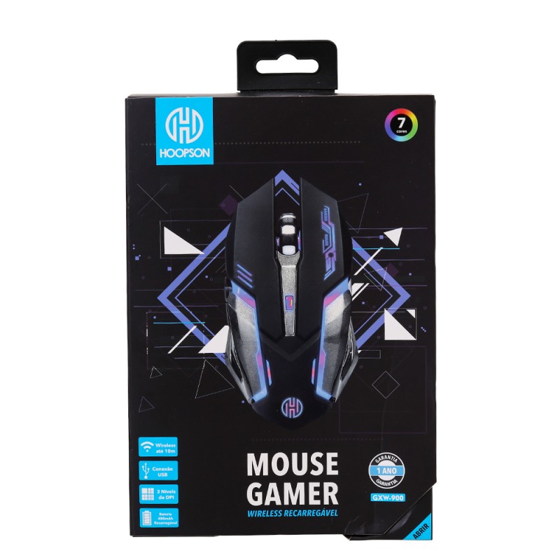 Mouse Gamer Sem Fio Recarregável 2000 Dpi Gxw-900 Hoopson - Sixtosix