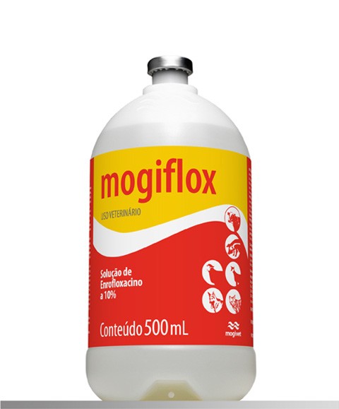 MOGIFLOX 500ML 10% ENROFLOXACINO ANTIBIÓTICO BACTERICIDA INFECÇÕES BIMEDA MOGIVET  - Raça Virtual