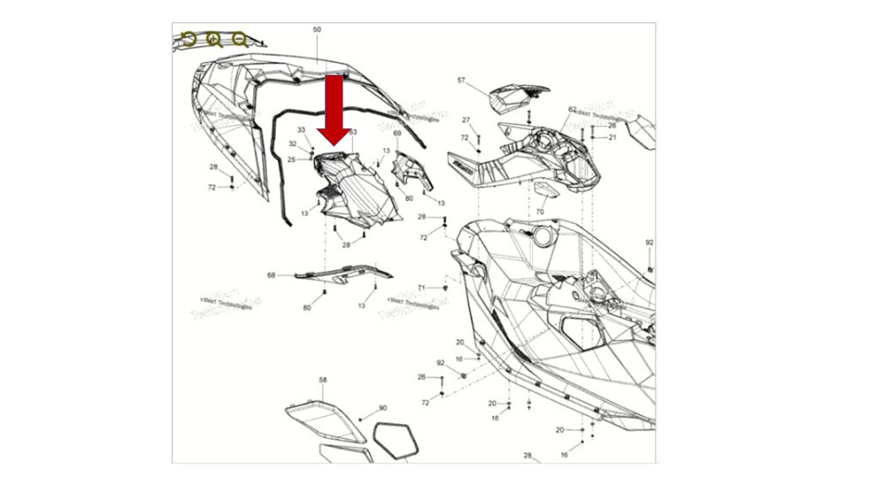 Carenagem Inferior do Console - Jet Ski Sea Doo - SPARK 2014-2018  - Radical Peças - Peças para Jet Ski