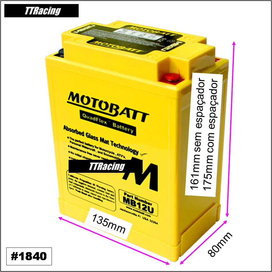 Bateria CB400 CB450 CBR450 MOTOBATT  - T & T Soluções