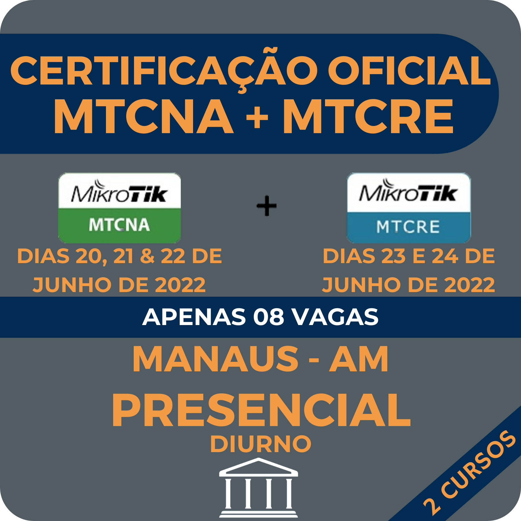 CERTIFICAÇÃO OFICIAL MIKROTIK MTCNA + MTCRE - PRESENCIAL MANAUS - AM com ANDERSON MATOZINHOS  - Voz e Dados Academy