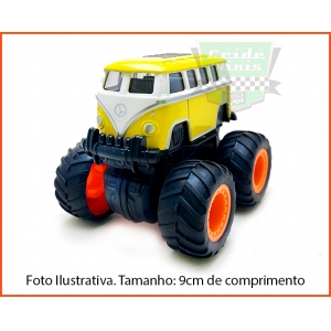 Kombi Monster Truck Amarelo Fricção 4x4 Gira 360 graus