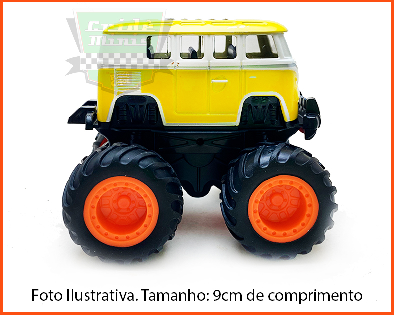 Kombi Monster Truck Amarelo Fricção 4x4 Gira 360 graus