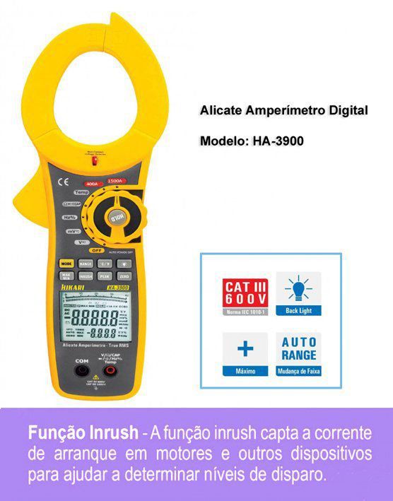 Alicate Amperímetro Digital Profissional Ha-3900 Hikari  - EMPORIO K 