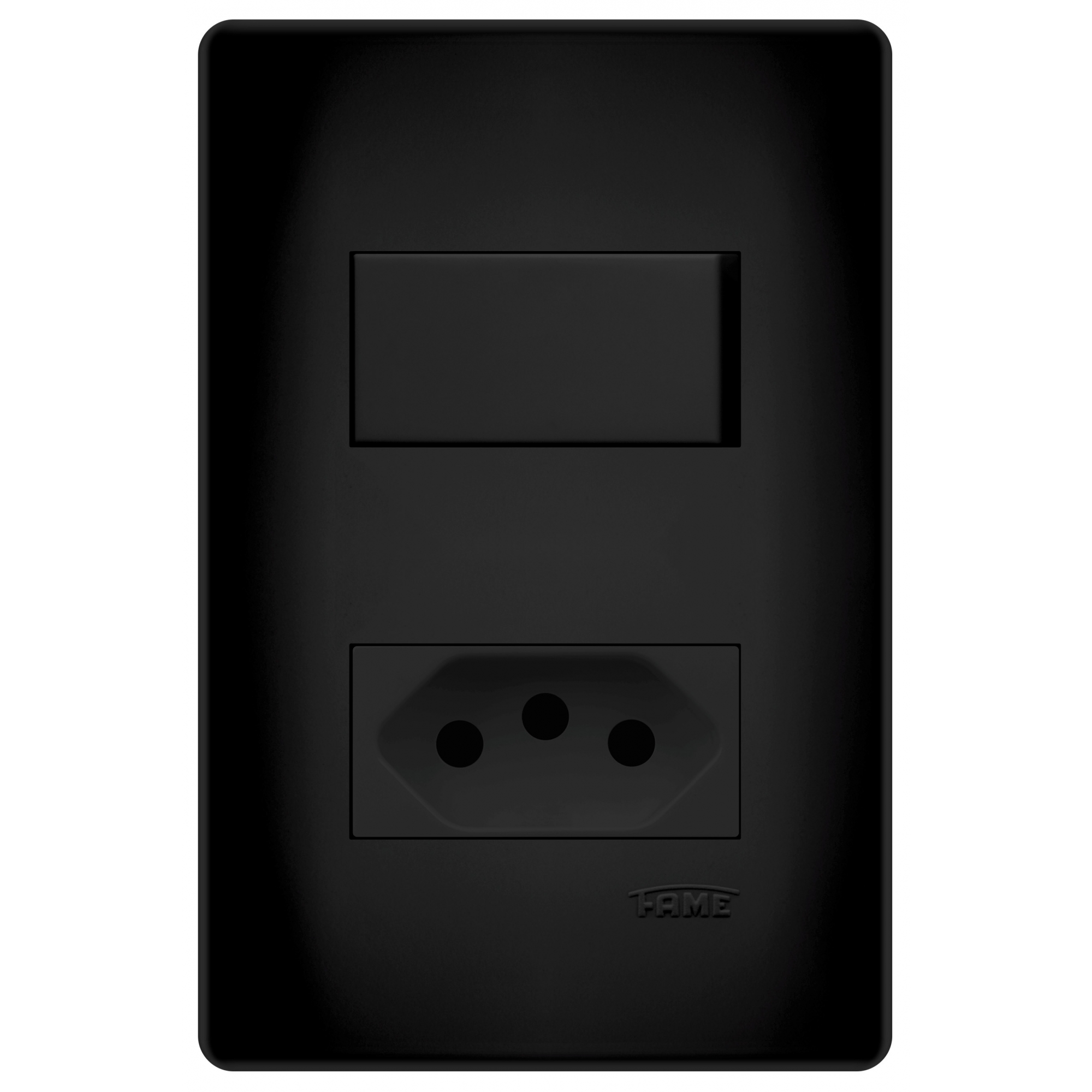 Conjunto Interruptor Simples +1 Tomada 10a Preto Fosco Black  - EMPORIO K 