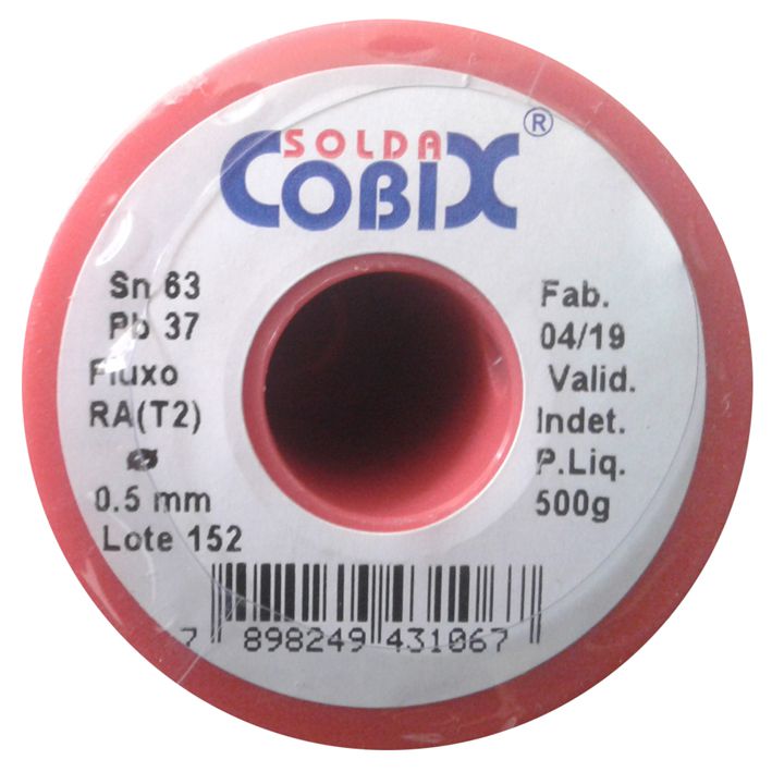 Estanho Solda Fluxo Cobix 500g Vermelho 63x37 0.5mm  - EMPORIO K 