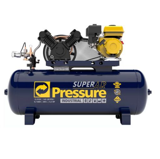 Compressor de Ar a Gasolina Pressure 15 Pes 200 Litros 140 Libras