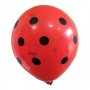 Balão Bolinha Vermelho e Preto 11 Polegadas - 25 Unidades