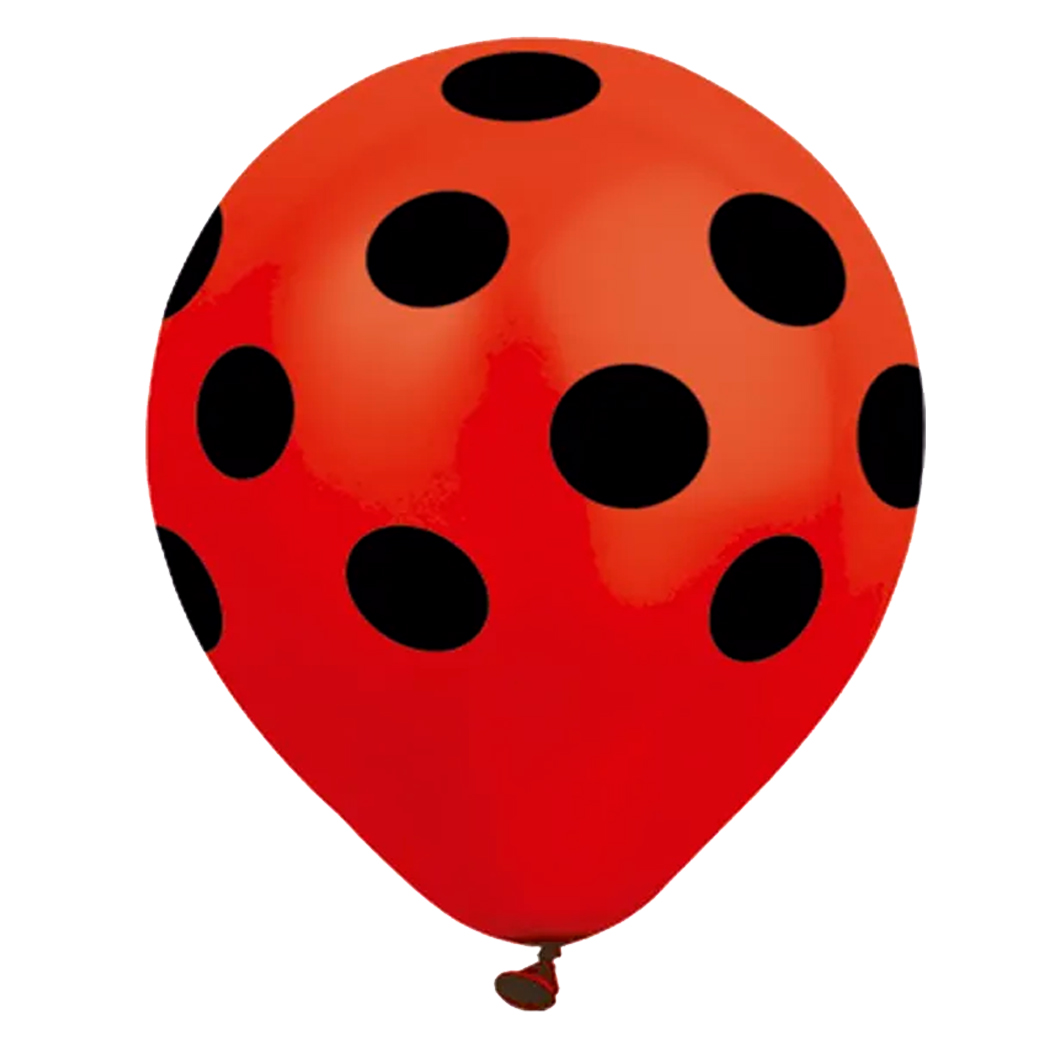 Balão Bolinha Vermelho e Preto 11 Polegadas - 25 Unidades