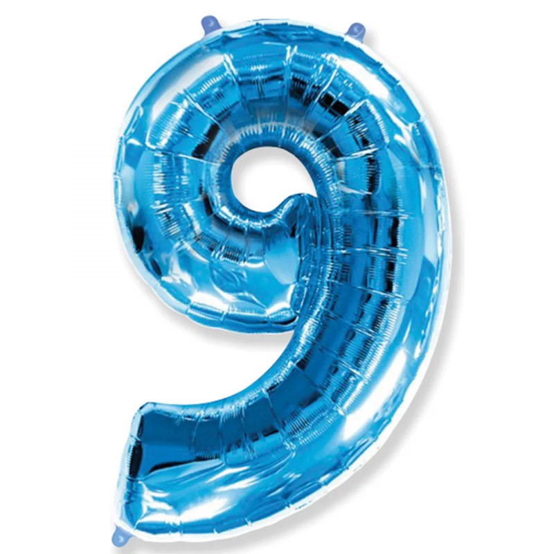 Balão Metalizado Azul Número 9 - 1 Metro