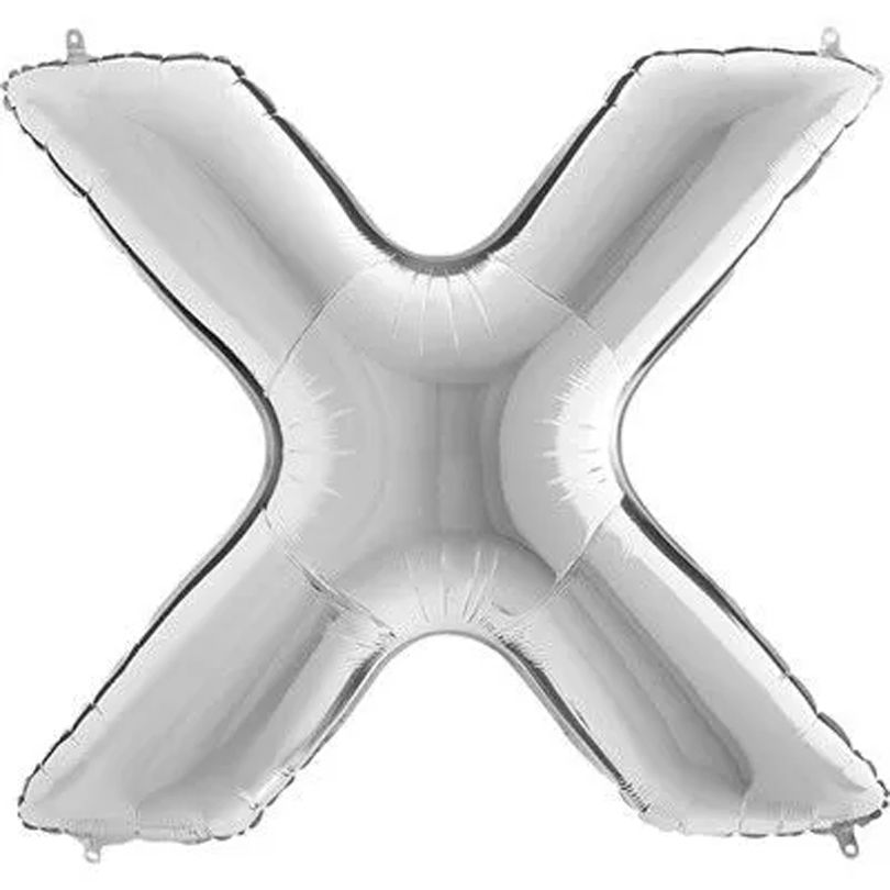 Balão Metalizado Prata Letra X - 1 Metro