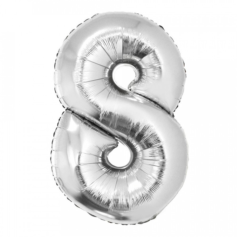 Balão Metalizado Prata Número 8 - 1 Metro