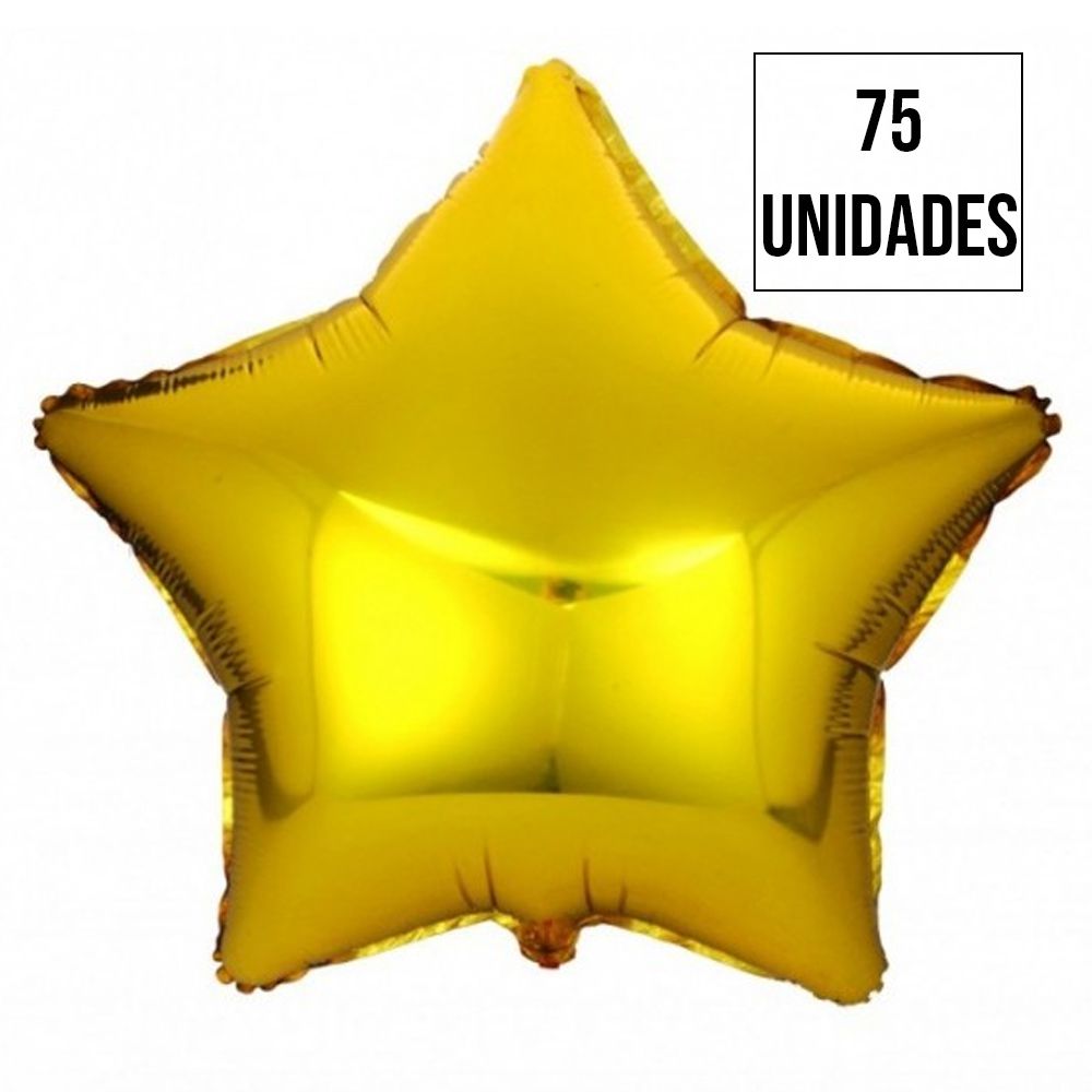 Kit 75 Balão Estrela Dourada