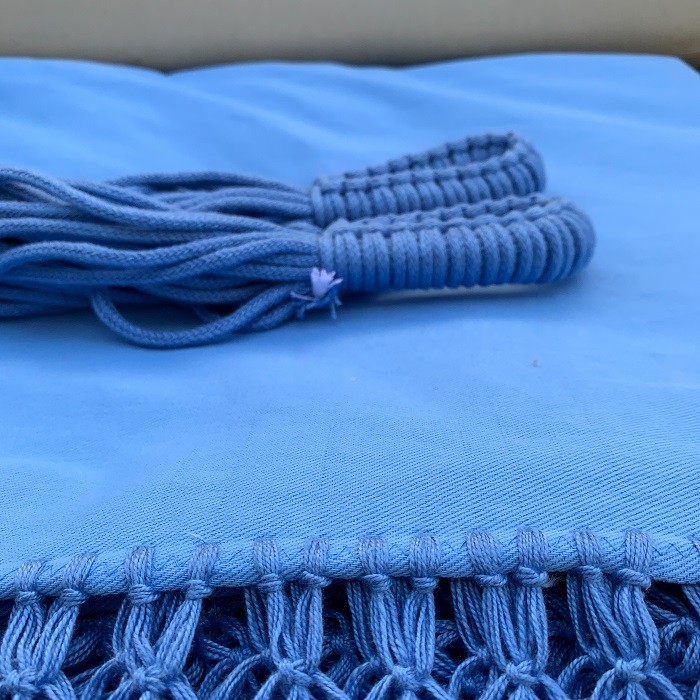 Rede de dormir Casal Gabardine Azul Bebê Varandas com Linha