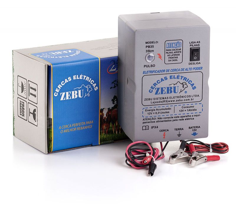 Eletrificador de Cerca Rural Zebu PB35 35km Pilha ou Bateria 12V  - Curto Compras Rural