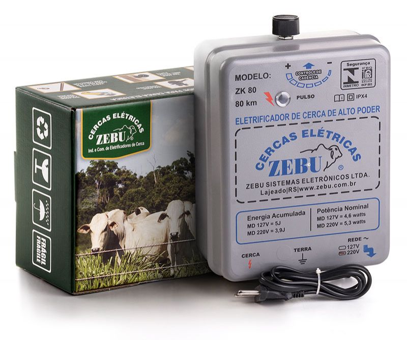 Eletrificador de Cerca Rural Zebu ZK80 80km 220V  - Curto Compras Rural
