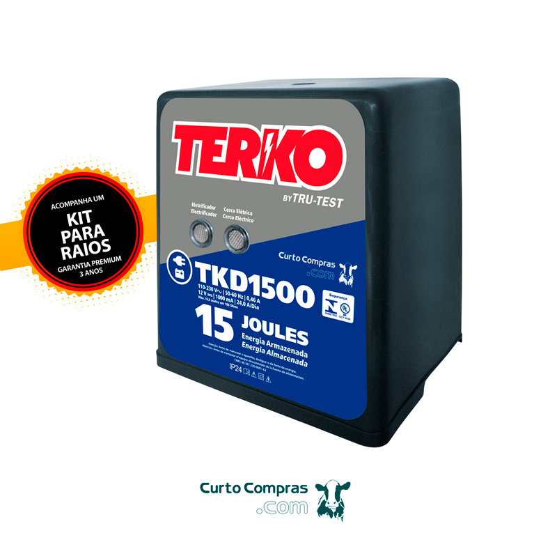 Eletrificador de Cerca Rural Terko TKD 1500 - 10,7 joules liberados - Curto Compras Rural
