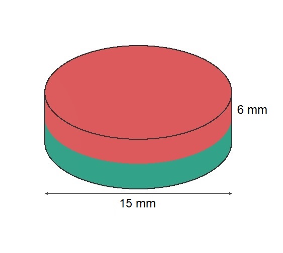 Imã de Ferrite Disco (cerâmica) Y30 15x6 mm  - Polo Magnético 