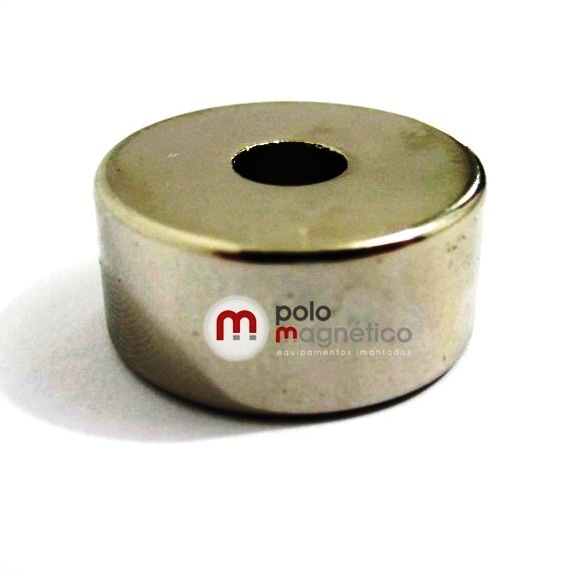 Imã de Neodímio Anel N35 22x6,35x10 mm Zinco  - Polo Magnético