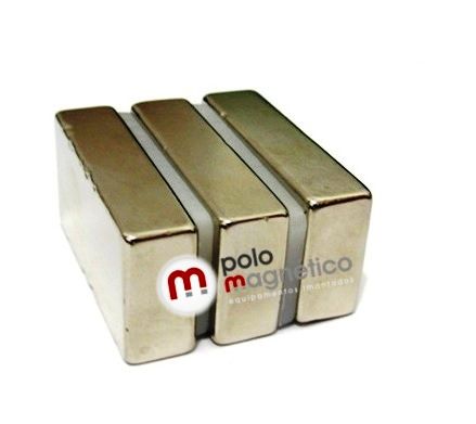 Imã de Neodímio Bloco N35 40x20x10 mm  - Polo Magnético 