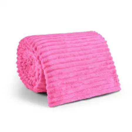 Manta Cobertor Soft Microfibra  Canelado Casal - Rosa