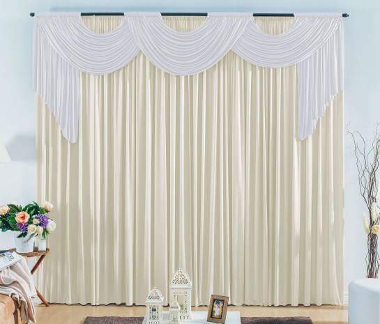 Cortina London - uma cortina creme com branco + uma Creme 3 x 2,80metros