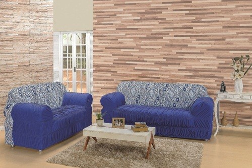 Capa para sofá de 2 e 3 lugares com Elástico Azul