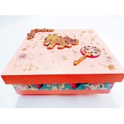 Caixa decorada de madeira artesanal média Ref. 640/0122 Unicórnio 