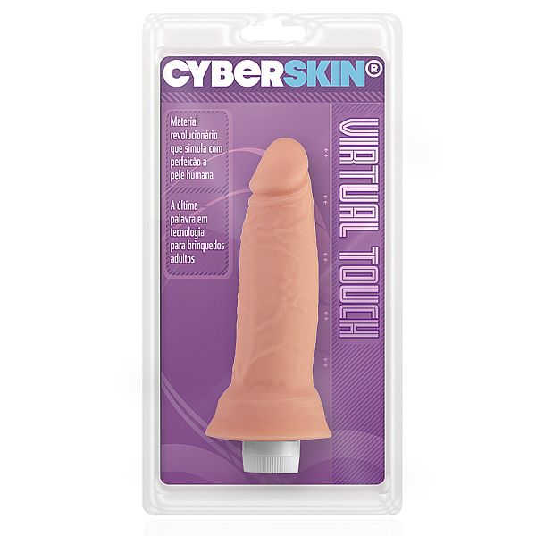 Pênis Realístico Tortinho 12,5 X 3 cm, com Vibrador em Cyber Skin - referência: CYB017/0526