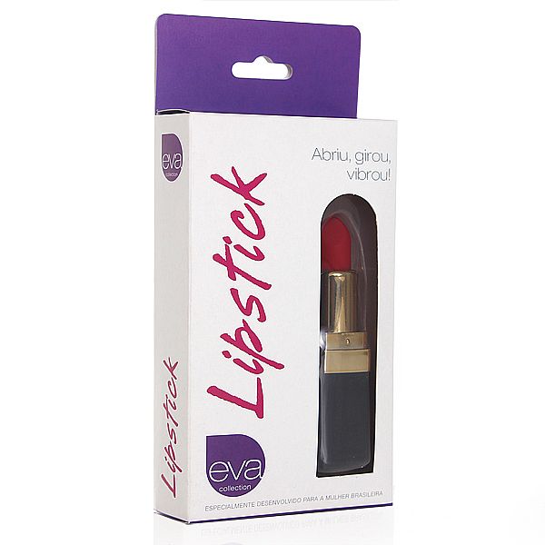 Vibrador Lipstick - Abriu, Girou Vibrou! - formato de Batom Vermelho - referência: EVA044/0422