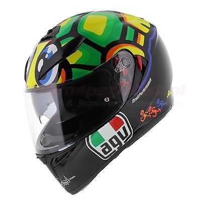 Capacete AGV K3 SV Turtle C/ Viseira Interna Solar - Réplica Oficial Valentino Rossi (Tartaruga)  - Planet Bike Shop Moto Acessórios