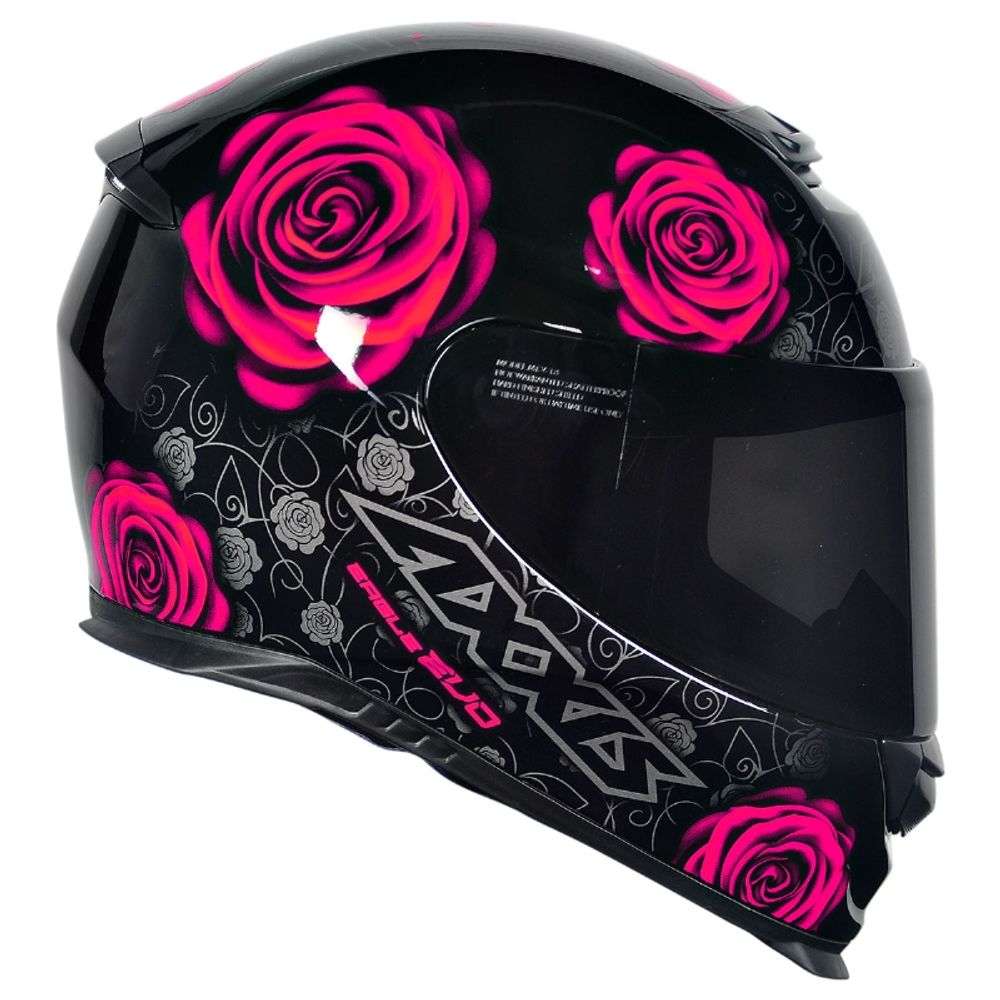 Capacete Axxis Eagle Evo Flowers Gloss Preto Rosa  - Planet Bike Shop Moto Acessórios