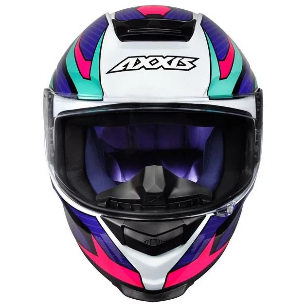 Capacete Axxis Eagle Power Gloss Branco/Roxo/Azul  - Planet Bike Shop Moto Acessórios