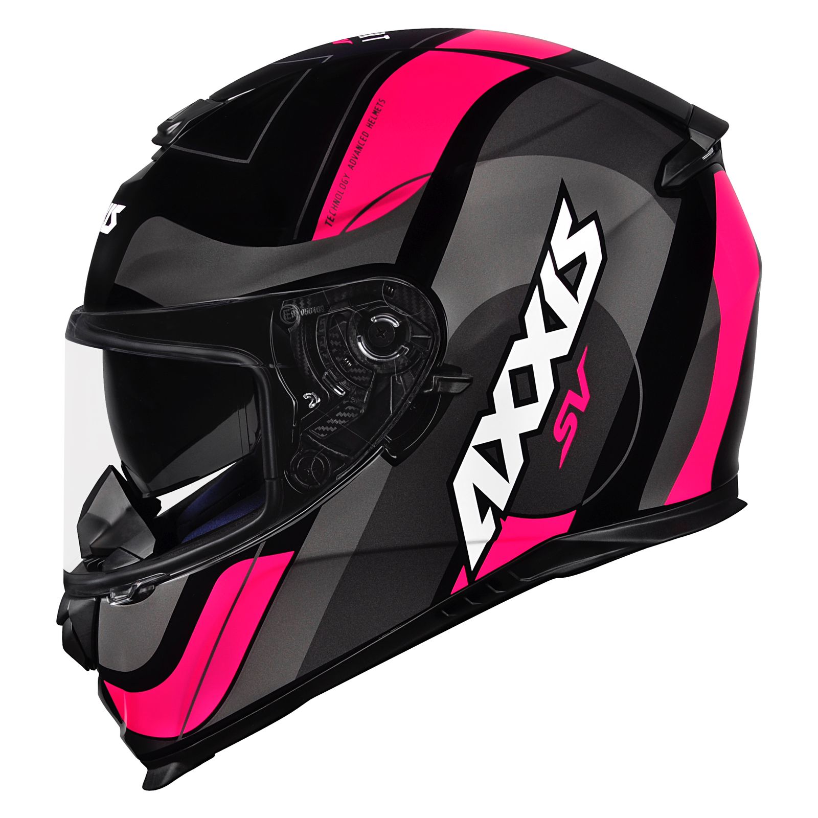 Capacete Axxis Eagle SV Smart Gloss Black/Grey/Pink  - Planet Bike Shop Moto Acessórios