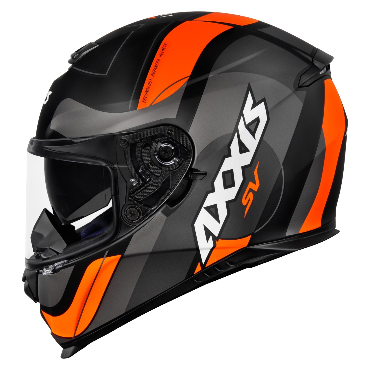 Capacete Axxis Eagle SV Smart Matt Black/Grey/Orange  - Planet Bike Shop Moto Acessórios