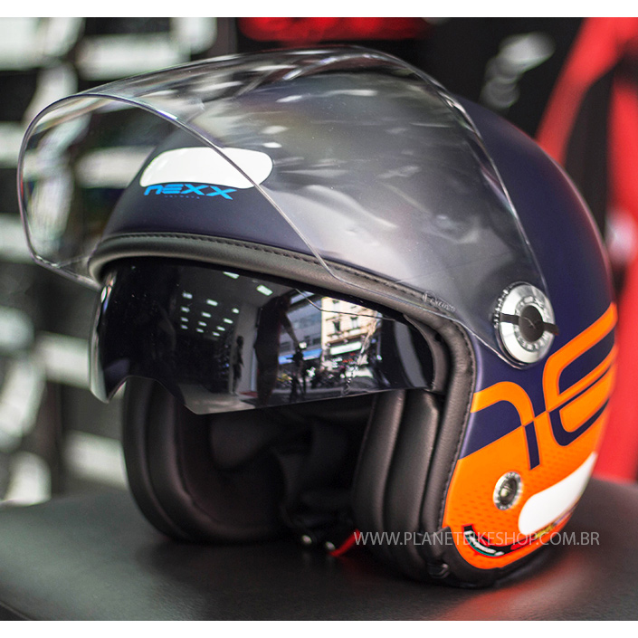 Capacete Nexx X70 City - Matt Blue/Orange - Planet Bike Shop Moto Acessórios