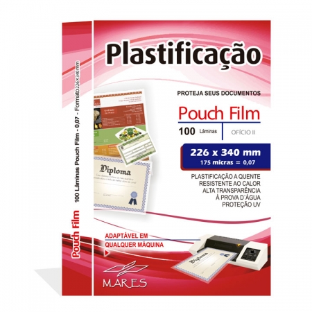 Kit 300 Plasticos Polaseal para Plastificação Oficio 226x340x0,07mm (175 micras)
