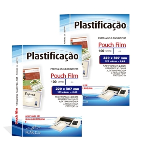 Kit 200 Plasticos Polaseal para Plastificação A4 220x307x0,05mm (125 micras)