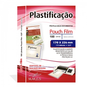Kit 300 Plasticos Polaseal para Plastificação 1/2 Oficio 170x226x0,07mm (175 micras)