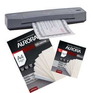 Kit Plastificadora A3 Aurora LM3233H 110v + 200 Plásticos