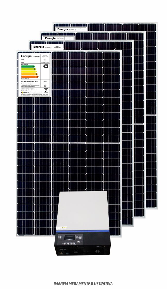 Kit Energia Solar Off Grid 2,2Kwp sem baterias ou com 6 Baterias Moura Solar